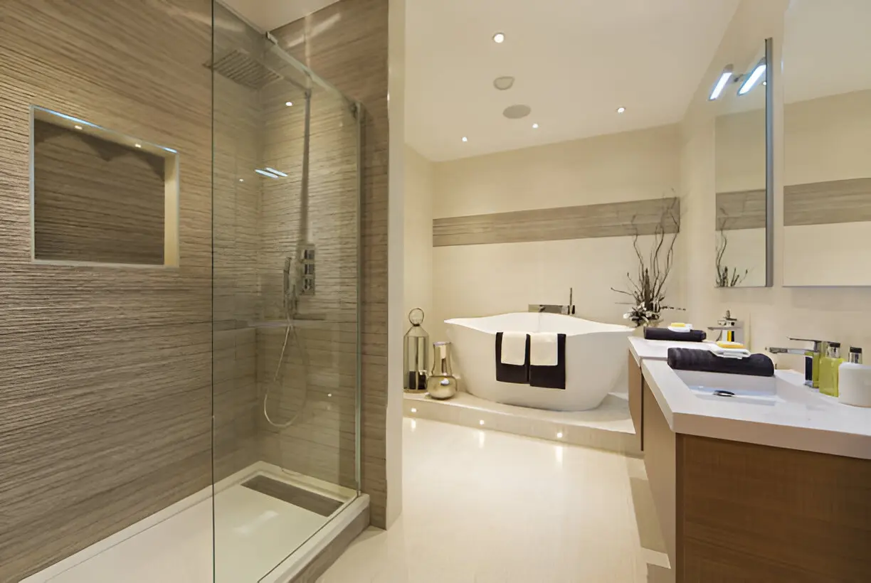 Bathroom Remodeling using high-quality tile flooring for a sleek, modern look