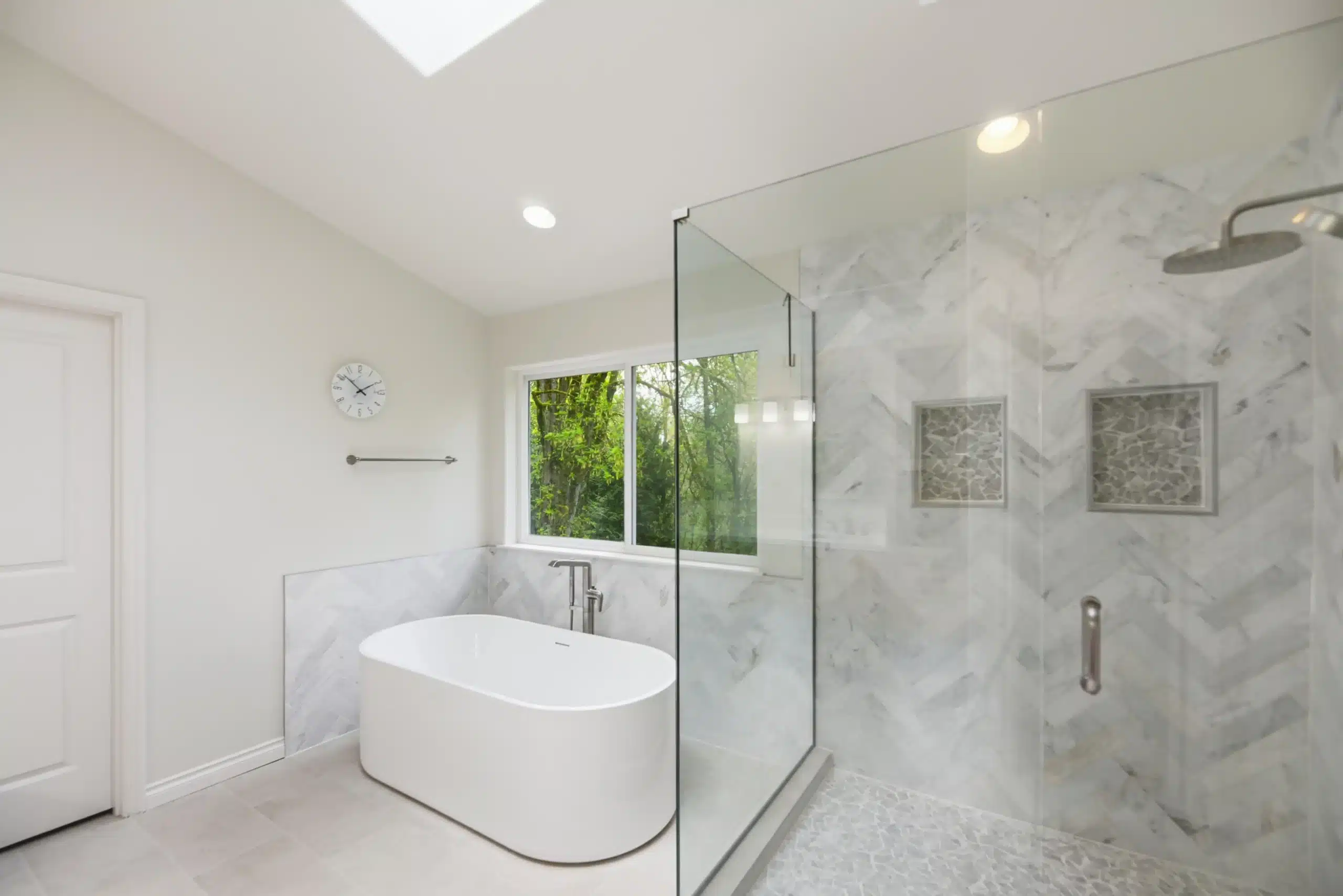 Bathroom Remodeling in Squak Mountain featuring a custom modern bathroom with a spacious vanity and shower