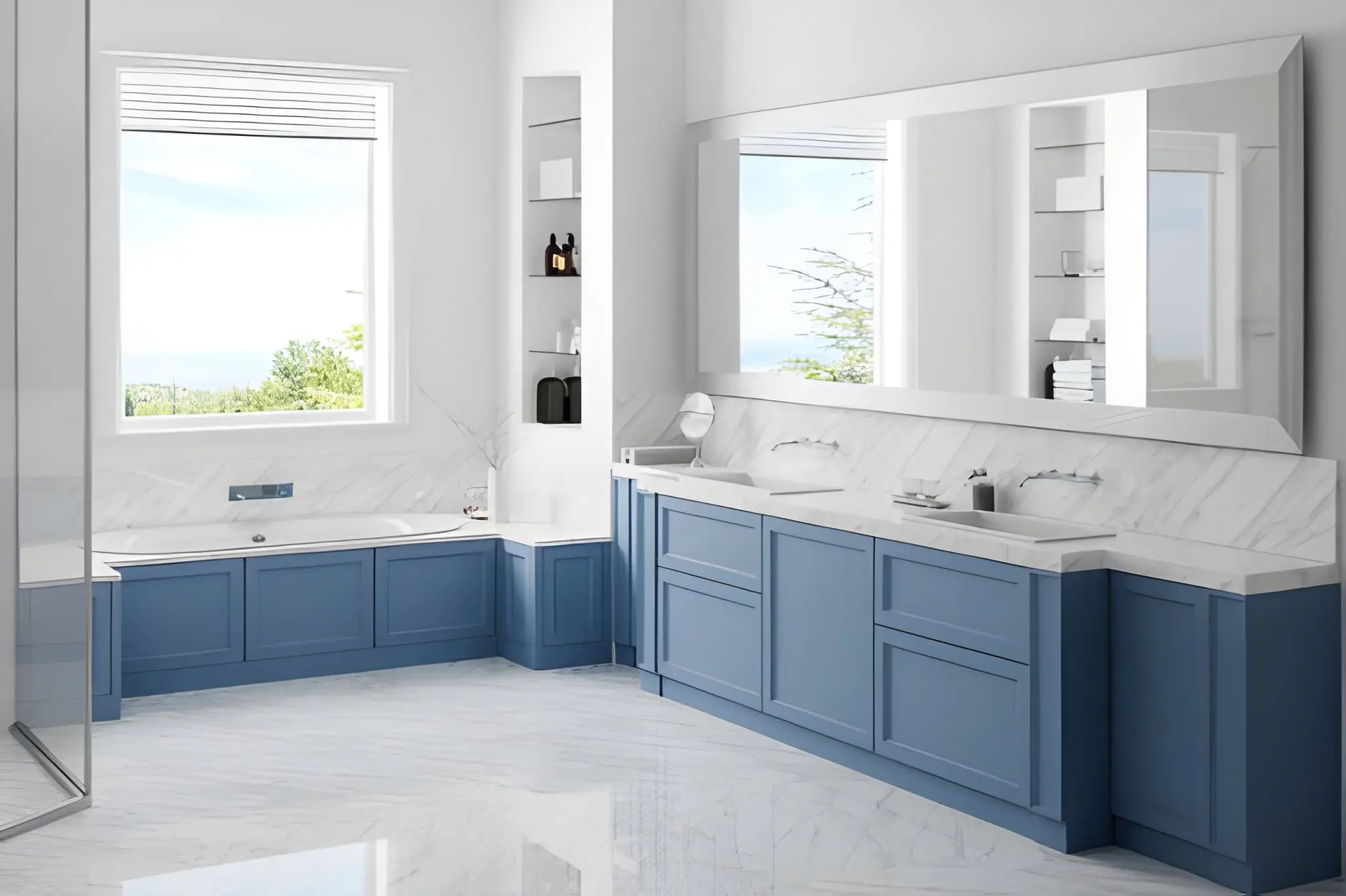 Bathroom Remodeling in Montreux showcasing a custom vanity with practical storage, refined fixtures, and contemporary design